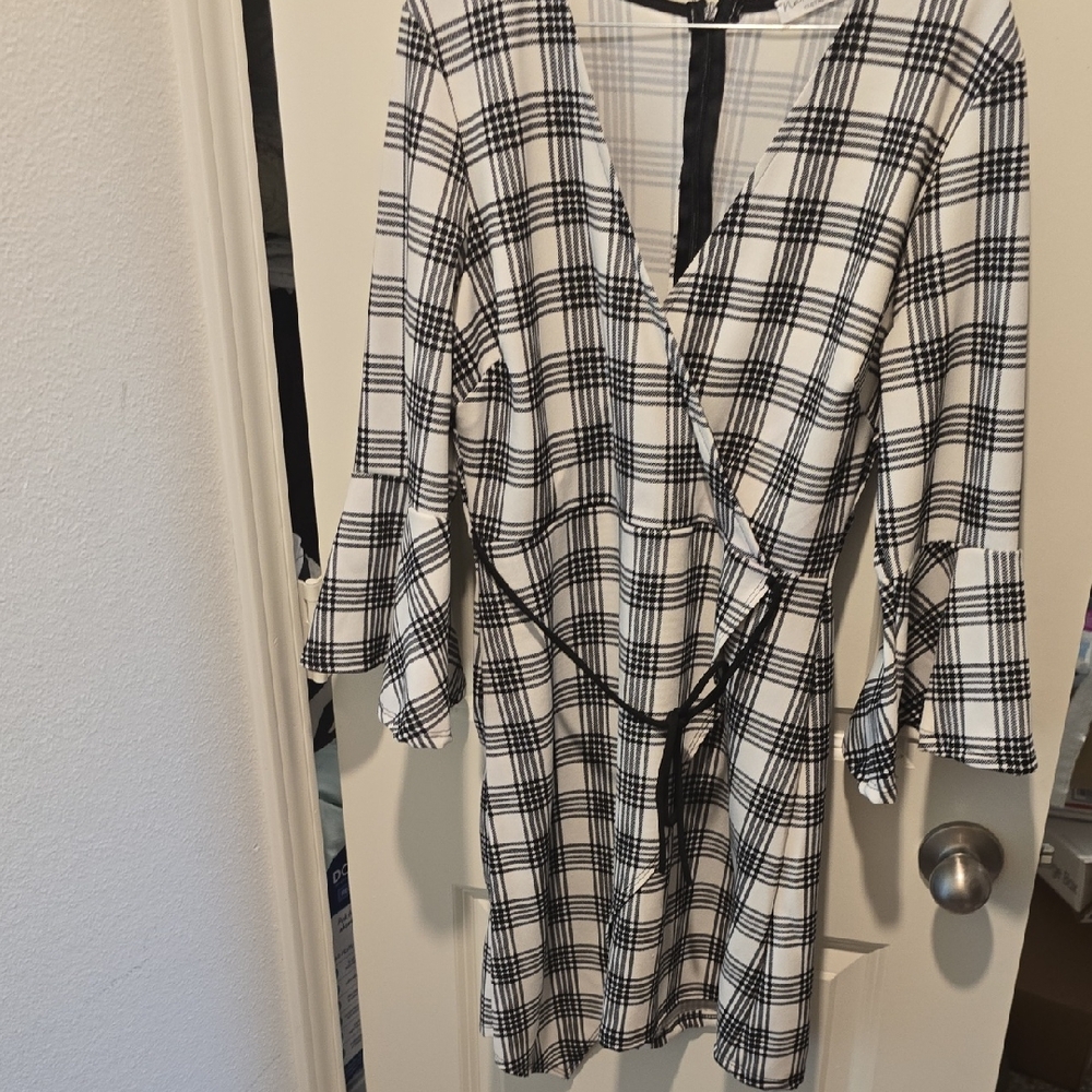 NanaMacs Black and White Plaid Dress